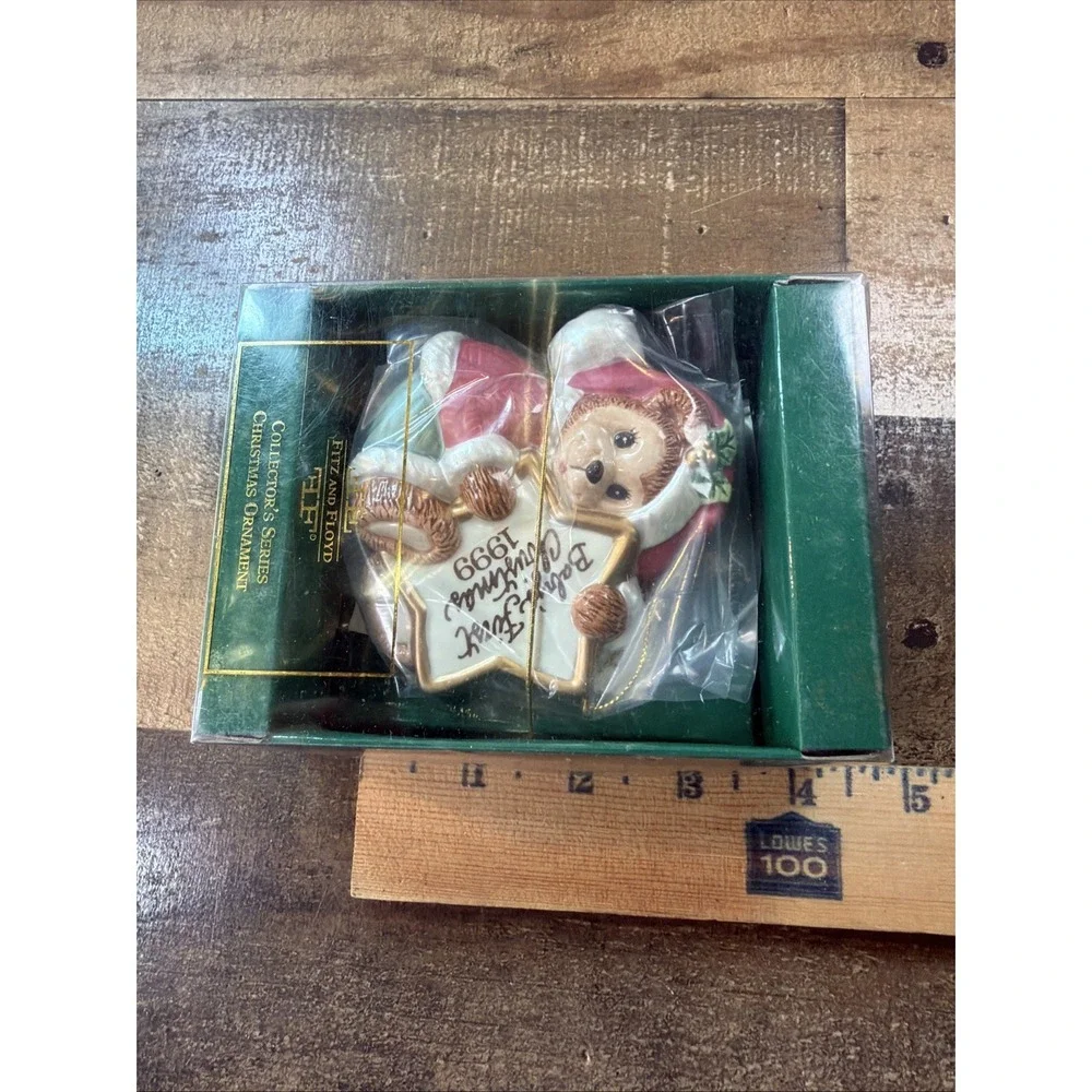 Fitz & Floyd 1999 Baby's First Christmas Collector Series Bear Ornament New Vtg